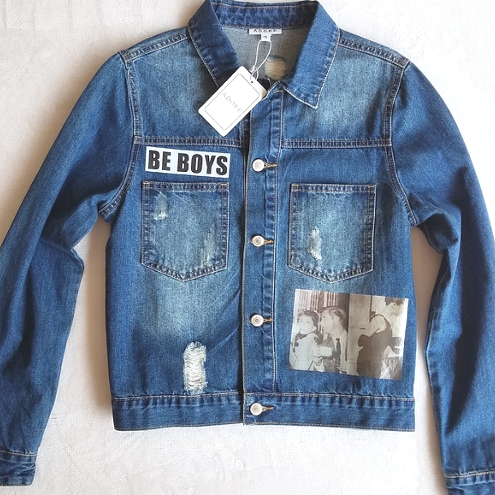 Adore Be Boys Photo Patchwork Denim Jacket - Picture 4 of 10